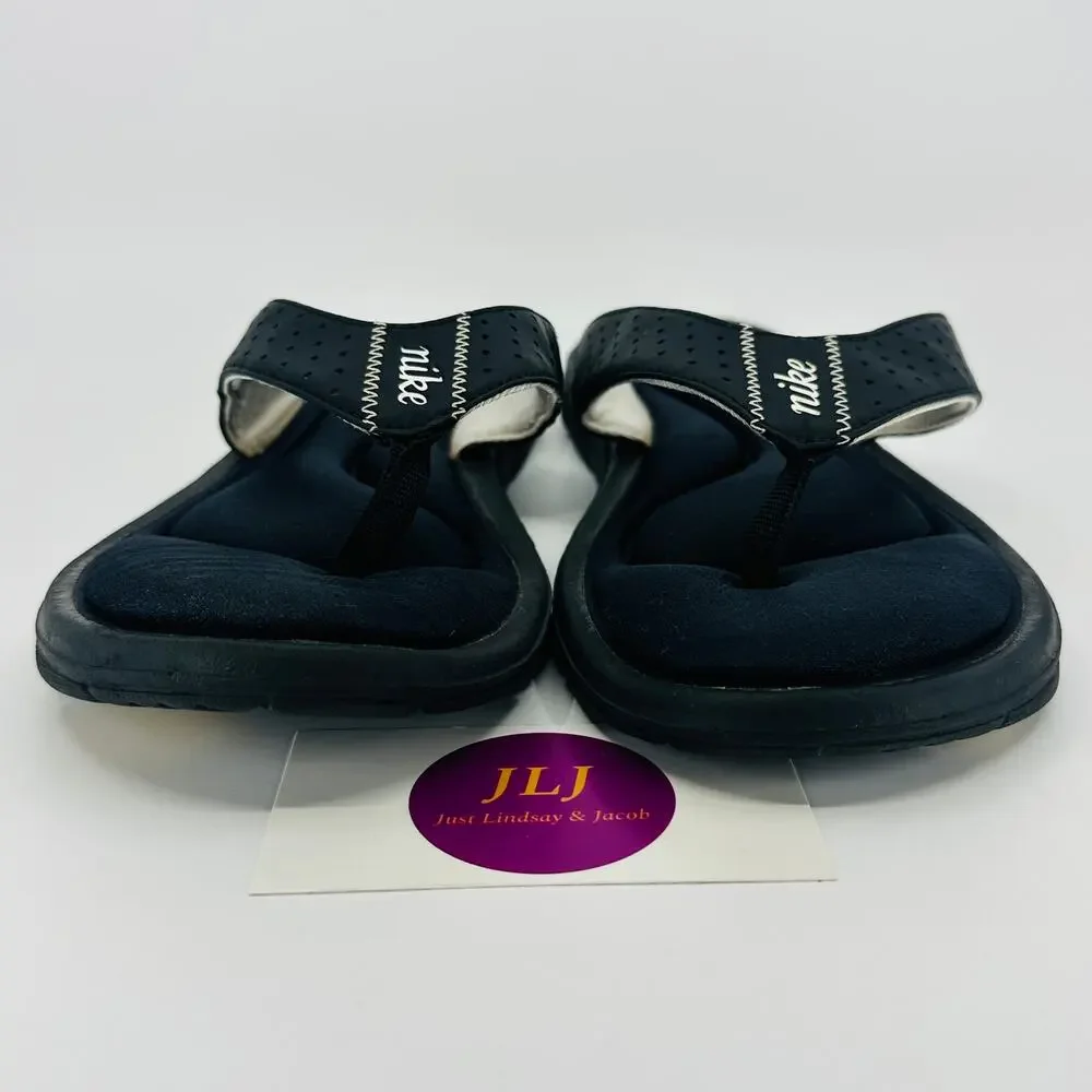Nike Women's Comfort Thong Flip Flop Sandals Black/White 354925-011 Size 9
